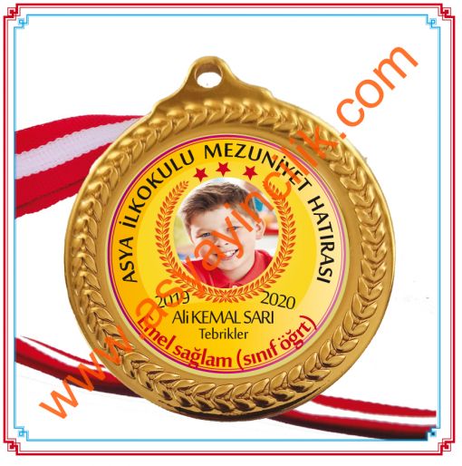  Resimli mezuniyet madalyası