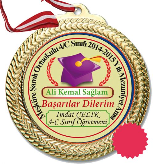  Mor kepli mezuniyet madalyası